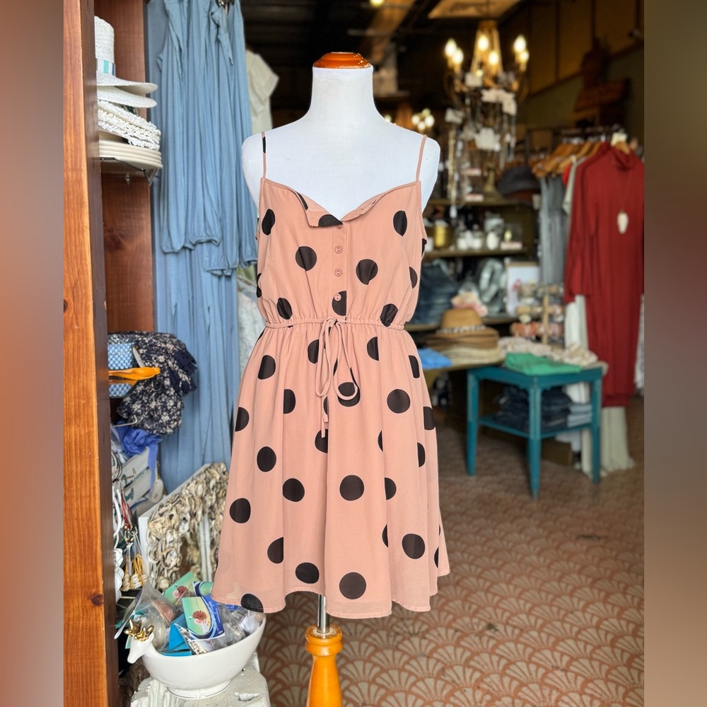 Forever 21 Blush and Black Polka Dot Mini Dress